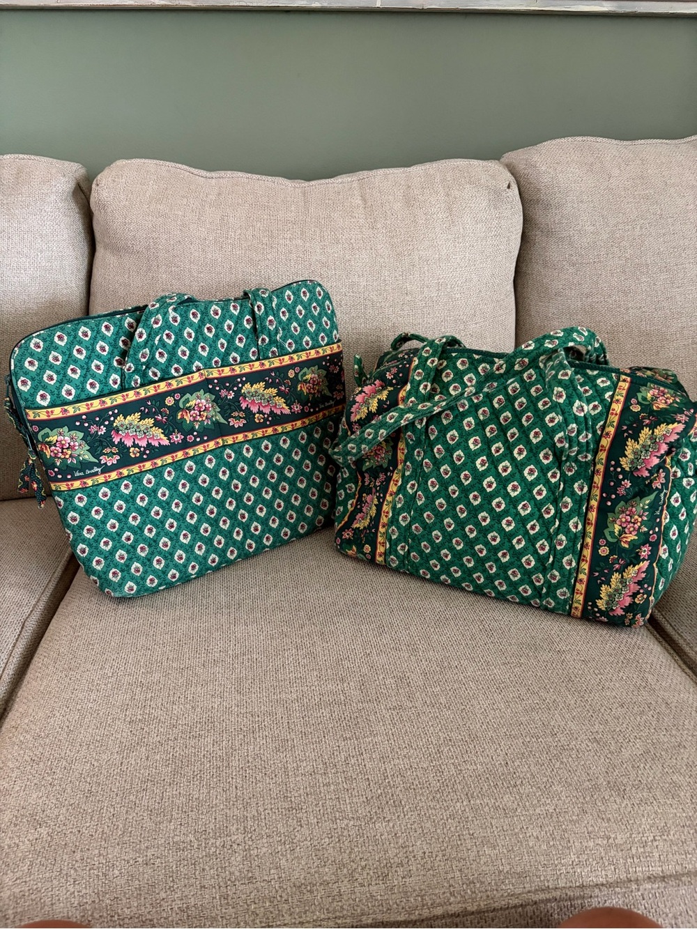Vera Bradley Greenfield Retired Pattern Computer Bag and Duffle Bag Rare Vintage